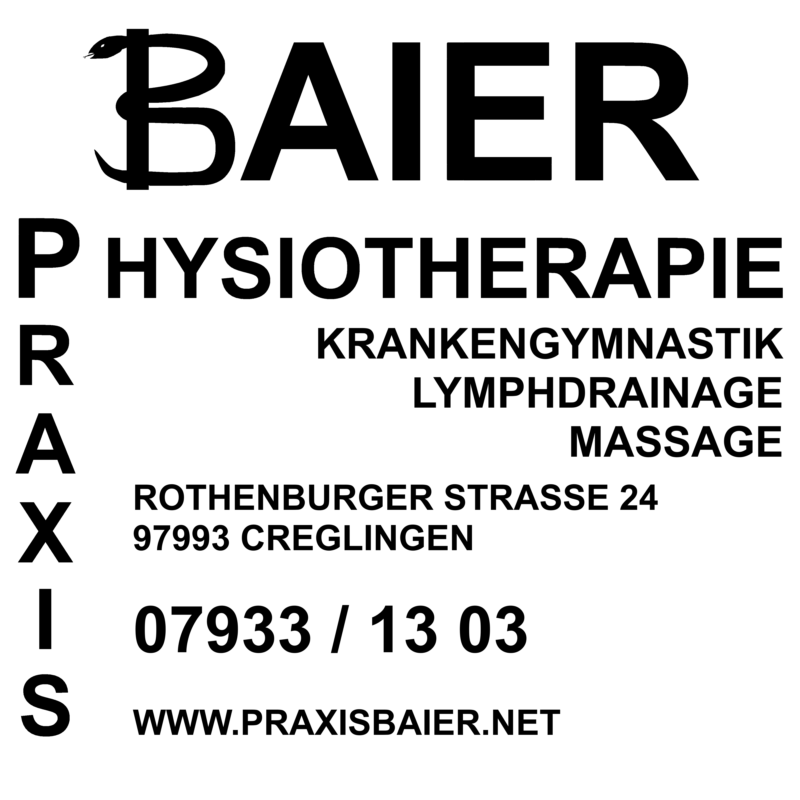 Logo: Baier Physiotherapie Praxis, Rothenburger Str.24, 97993 Creglingen, Telefon +497933/1303